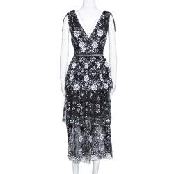 Pre Owned فستان سيلف بورتريت ميدي متدرج ترتر ستارلت دكو أسود S