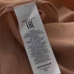 Pre Owned Self Portrait Yellow & Beige Tulle Polka Dot Midi Skirt S