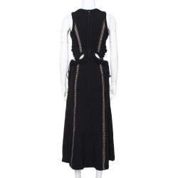 Pre Owned فستان سيلف بورتريت منتصف طول قصة أسود M