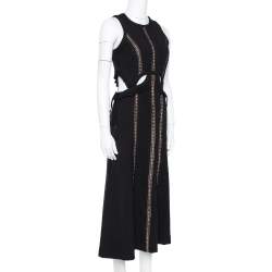 Pre Owned فستان سيلف بورتريت منتصف طول قصة أسود M