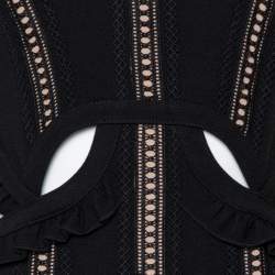 Pre Owned فستان سيلف بورتريت منتصف طول قصة أسود M