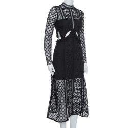 Self-Portrait Black Guipure Lace Payne Cutout Midi Dress S