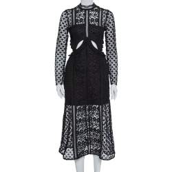 Self-Portrait Black Guipure Lace Payne Cutout Midi Dress S