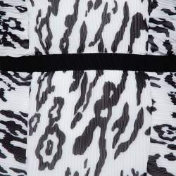 Self-Portrait Monochrome Leopard Printed Plisse Chiffon Sleeveless Mini Dress S