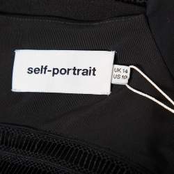 Pre Owned Self-Portrait Black Crepe Lace Trim Detail Olivia Midi Dress L