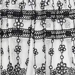 Pre Owned Self-Portrait White Daisy Sequined Mesh Midi Dress M