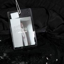 Pre Owned Self-Portrait Black Sequin Embellished Tulle Tiered Gown S