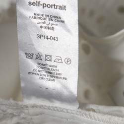 Pre Owned Self-Portrait White Eyelet Trimmed Cotton Button Front Top M