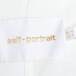 Pre Owned Self-Portrait Ivory Satin Ruffled Off-Shoulder Jumpsuit S