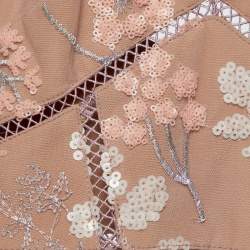 Pre Owned Self-Portrait Pink Tulle Floral Embellished Midi Dress XS