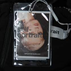 Pre Owned Self-Portrait Black Velvet Embellished Ruffle Detail Midi Dress M