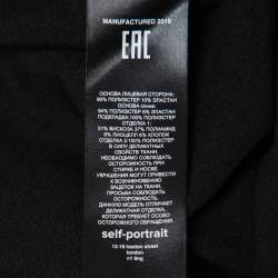 Pre Owned Self-Portrait Black Velvet Embellished Ruffle Detail Midi Dress M