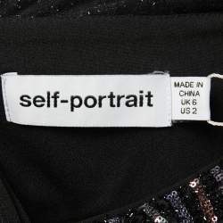 Pre Owned Self-Portrait Black Sequined Tiered Maxi Dress S