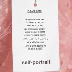 Pre Owned Self-Portrait Pink Dot Tulle Belted Midi Dress L