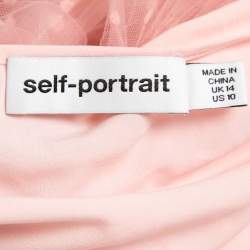 Pre Owned Self-Portrait Pink Dot Tulle Belted Midi Dress L