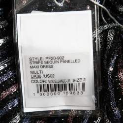 Pre Owned Self-Portrait Black Sequined Tiered Maxi Dress S