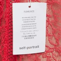 Pre Owned Self-Portrait Hot Pink Lace Panel Midi Dress S