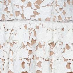 Pre Owned Self-Portrait White Guipure Lace Azalea Midi Dress S