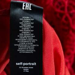 Pre Owned Self Portrait Red Hibiscus Guipure Lace Short Sleeve Dress S