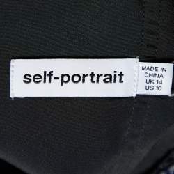 Pre Owned Self-Portrait Navy Blue Metallic Fil Coupe Midi Dress L