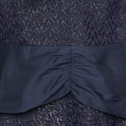 Pre Owned Self-Portrait Navy Blue Metallic Fil Coupe Midi Dress L