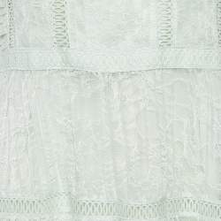 Pre Owned Self-Portrait Mint Green Lace Off Shoulder Midi Dress L