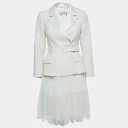 Self-Portrait Crem Boucle Tailored  Midi Dress S