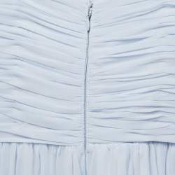 Pre Owned Self-Portrait Light Blue Pleated Chiffon Cut-Out Midi Dress XS