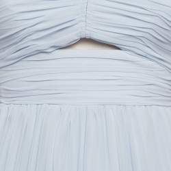 Pre Owned Self-Portrait Light Blue Pleated Chiffon Cut-Out Midi Dress XS