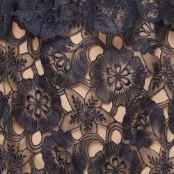 Pre Owned Self-Portrait Blue Floral Lace Amaryllis Column Dress S