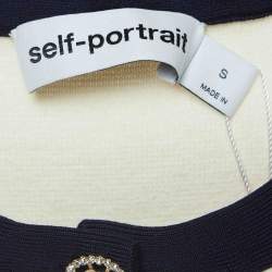 Self-Portrait Cream Knit Bow Detail Cardigan S