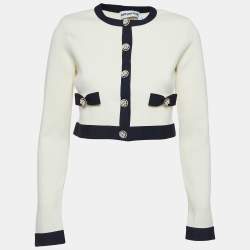 Self-Portrait Cream Knit Bow Detail Cardigan S