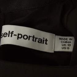 Pre Owned Self-Portrait Black Checkered Crepe Peplum Top S