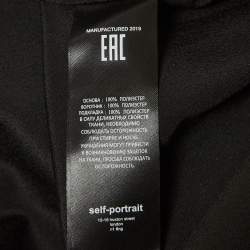 Pre Owned Self-Portrait Black Checkered Crepe Peplum Top S