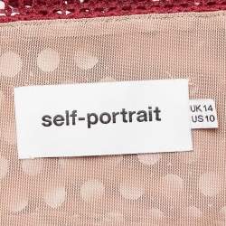 Pre Owned Self-Portrait Burgundy Lace Column Midi Dress L