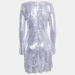 Pre Owned Self-Portrait Lilac Purple Sequin Mini Dress M