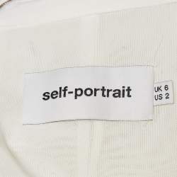 Pre Owned فستان سيلف بورتريت ميني أبيض بطبقات من الدانتيل وأكتاف مكشوفة مقاس صغير