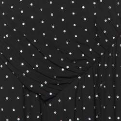 Pre Owned Self-Portrait Black Studded Crepe Ruched Long Dress S