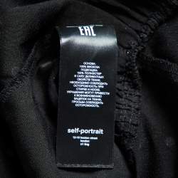 Pre Owned Self-Portrait Black Studded Crepe Ruched Long Dress S