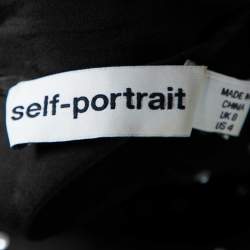 Pre Owned Self-Portrait Black Studded Crepe Ruched Long Dress S