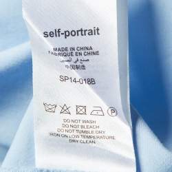 Pre Owned Self-Portrait Blue Guipure Lace Cotton Mini Dress M