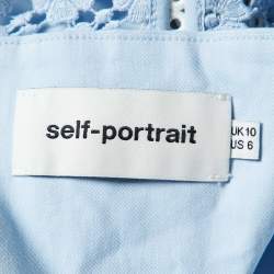 Pre Owned Self-Portrait Blue Guipure Lace Cotton Mini Dress M