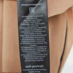 Pre Owned Self-Portrait Black Crystal-Embellished Strap Stretch Mesh Ruche Midi Dress L