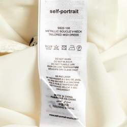 مملوكة مسبقًا Self-Portrait Cream Boucle & Chiffon Tailored Midi Dress S