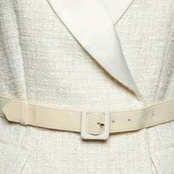 مملوكة مسبقًا Self-Portrait Cream Boucle & Chiffon Tailored Midi Dress S