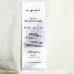مملوكة مسبقًا Self-Portrait Cream Boucle & Chiffon Tailored Midi Dress S