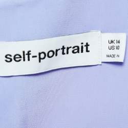 Pre Owned Self-Portrait Purple Polka Dot Crepe Pleated Mini Dress L