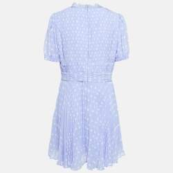 Pre Owned Self-Portrait Purple Polka Dot Crepe Pleated Mini Dress L