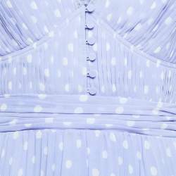 Pre Owned Self-Portrait Purple Polka Dot Crepe Pleated Mini Dress L