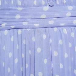 Pre Owned Self-Portrait Purple Polka Dot Crepe Pleated Mini Dress L